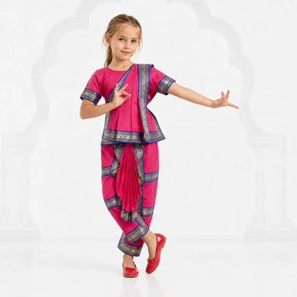 Fancydresswale Pink Bharatnatyam Dance Dress for kids and adults Fancydresswale