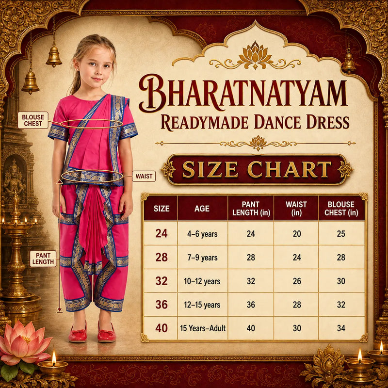 Fancydresswale Pink Bharatnatyam Dance Dress for kids and adults Fancydresswale