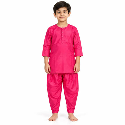 Boys Fuchsia Pink Kurta and Dhoti Set | Traditional Ethnic Outfit for Kids fancydresswale.com