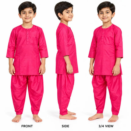 Boys Fuchsia Pink Kurta and Dhoti Set | Traditional Ethnic Outfit for Kids fancydresswale.com