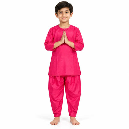 Boys Fuchsia Pink Kurta and Dhoti Set | Traditional Ethnic Outfit for Kids fancydresswale.com