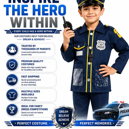 Fancydresswale Police dress for kids ( 4-7 Years) Fancydresswale.com