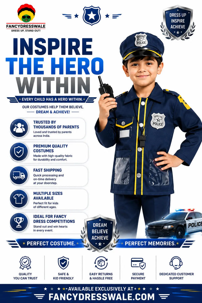 Fancydresswale Police dress for kids ( 4-7 Years) Fancydresswale.com