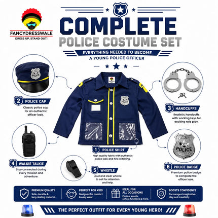 Fancydresswale Police dress for kids ( 4-7 Years) Fancydresswale.com