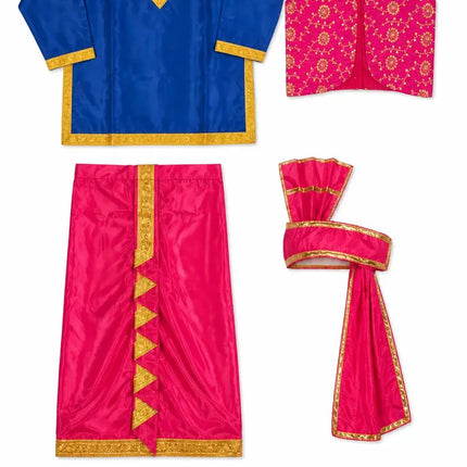 Fancydresswale Punjabi Bhangra Dress for Kids – Blue & Pink Traditional Punjabi Costume with Turban for Boys fancydresswale.com