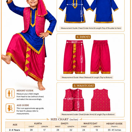 Fancydresswale Punjabi Bhangra Dress for Kids – Blue & Pink Traditional Punjabi Costume with Turban for Boys fancydresswale.com