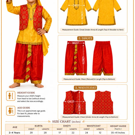 Fancydresswale Punjabi Boy Outfit for Kids – Kurta, Dhoti & Waistcoat Set fancydresswale.com