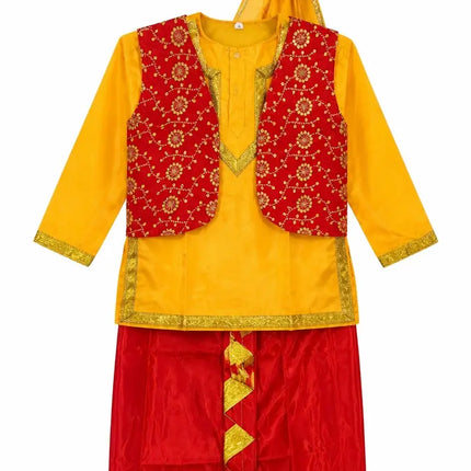 Fancydresswale Punjabi Boy Outfit for Kids – Kurta, Dhoti & Waistcoat Set fancydresswale.com