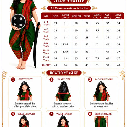 Fancydresswale Rani Laxmibai Costume Set – Green Warrior Dress for Girls with Sword, Shield & Cap fancydresswale.com