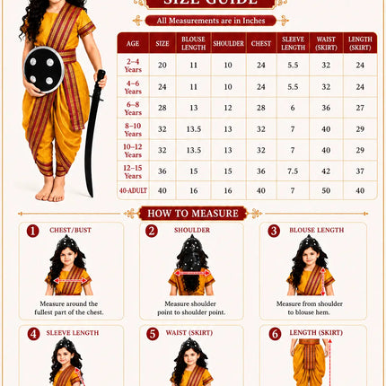 Fancydresswale Rani Laxmibai Costume Set – Yellow Traditional Warrior Dress for Girls with Sword, Shield & Cap fancydresswale.com