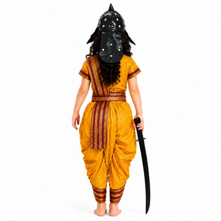 Fancydresswale Rani Laxmibai Costume Set – Yellow Traditional Warrior Dress for Girls with Sword, Shield & Cap fancydresswale.com