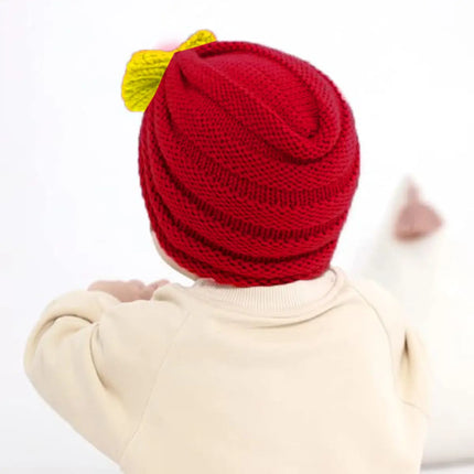 Fancydresswale Warm Knitted Baby Wool Hat For Infants & Toddlers Autumn Flower Soft & Cozy For Little Ones Newborn Headwear Winters- Orange Khaki Fancydresswale