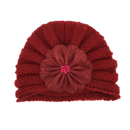 Fancydresswale Warm Knitted Baby Wool Hat for infants & toddlers Autumn flower Soft & Cozy for Little Ones Newborn Headwear winters- Wine Red Fancydresswale