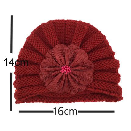 Fancydresswale Warm Knitted Baby Wool Hat for infants & toddlers Autumn flower Soft & Cozy for Little Ones Newborn Headwear winters- Wine Red Fancydresswale