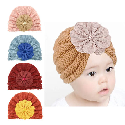Fancydresswale Warm Knitted Baby Wool Hat for infants & toddlers Autumn flower Soft & Cozy for Little Ones Newborn Headwear winters- Wine Red Fancydresswale