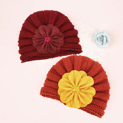 Fancydresswale Warm Knitted Baby Wool Hat for infants & toddlers Autumn flower Soft & Cozy for Little Ones Newborn Headwear winters- Wine Red Fancydresswale