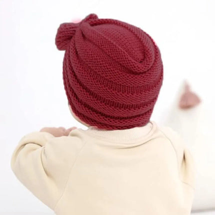 Fancydresswale Warm Knitted Baby Wool Hat for infants & toddlers Autumn flower Soft & Cozy for Little Ones Newborn Headwear winters- Wine Red Fancydresswale