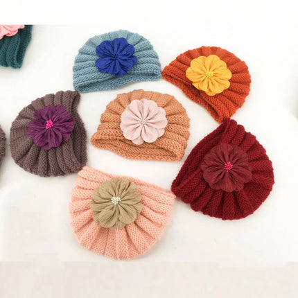 Fancydresswale Warm Knitted Baby Wool Hat for infants & toddlers Autumn flower Soft & Cozy for Little Ones Newborn Headwear winters- Wine Red Fancydresswale