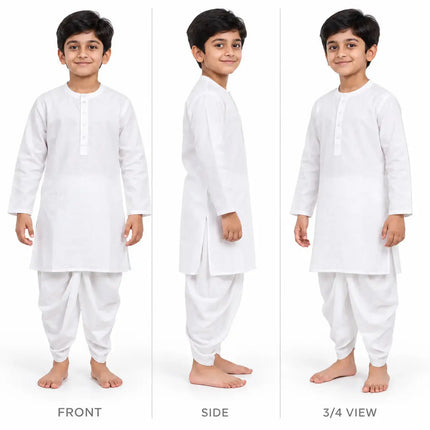 Boys White Kurta and Dhoti Set | Traditional Ethnic Outfit for Kids fancydresswale.com