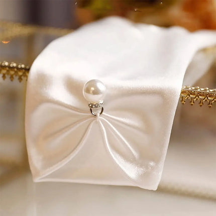 Fancydresswale White Satin Gloves with Pearl Drop Charm – Elegant Wrist-Length Gloves for Girls & Women fancydresswale.com