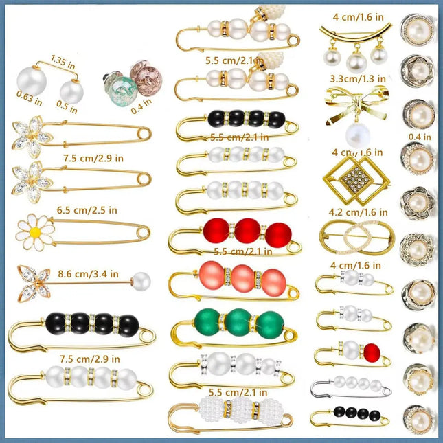 Fancydresswale Women's Anti-Exposure Brooch Buckle Pin Secure & Stylish Closure for Women Shirt Pant Sweater Shawl Hat Clip Pant Waist Tightener Safety Pins 38 Pcs Set Fancydresswale