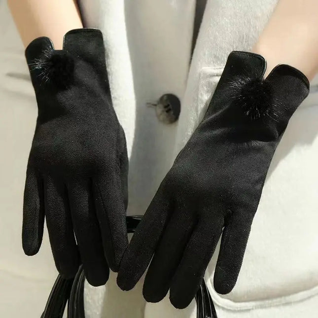 Fancydresswale Women's Winter Warm Gloves – Soft Velvet Fleece Gloves with Pom-Pom fancydresswale.com