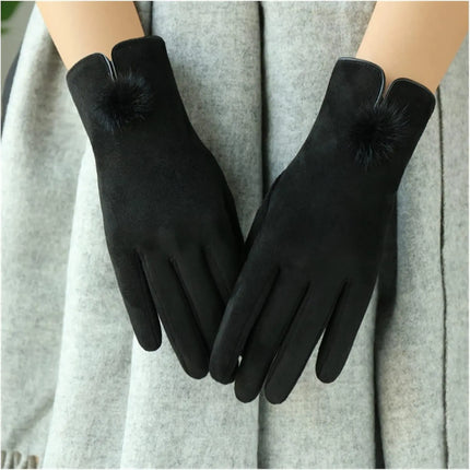 Fancydresswale Women's Winter Warm Gloves – Soft Velvet Fleece Gloves with Pom-Pom fancydresswale.com