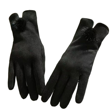 Fancydresswale Women's Winter Warm Gloves – Soft Velvet Fleece Gloves with Pom-Pom fancydresswale.com