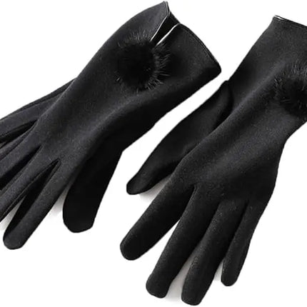 Fancydresswale Women's Winter Warm Gloves – Soft Velvet Fleece Gloves with Pom-Pom fancydresswale.com