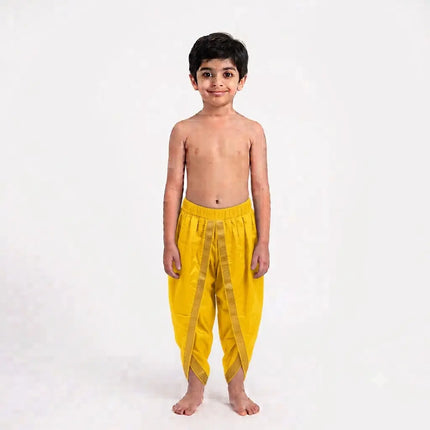 Fancydresswale Yellow Dhoti with Golden Border for Kids & Adults | Ramleela & Fancy Dress fancydresswale.com