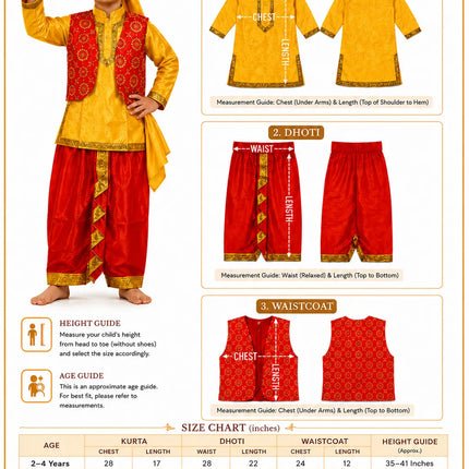 Fancydresswale bhangra costume Punjabi Boy Outfit for Kids – Kurta, Dhoti & Waistcoat Set fancydresswale.com