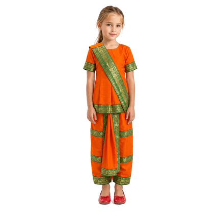 Fancydresswale bharatanatyam costume saree orange for kids and adults Fancydresswale