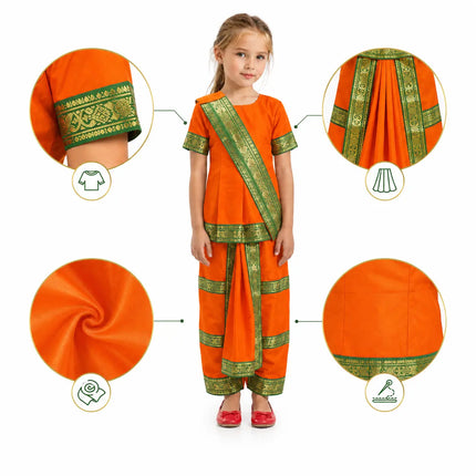 Fancydresswale bharatanatyam costume saree orange for kids and adults Fancydresswale