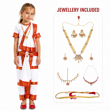 Fancydresswale bharatanatyam dress and jewellery for all age groups - White Fancydresswale