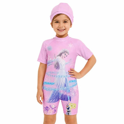 Fancydresswale elsa bathing suit Short Sleeve Swimwear with Matching Cap - frozen Fancydresswale