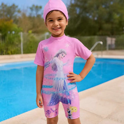 Fancydresswale elsa bathing suit Short Sleeve Swimwear with Matching Cap - frozen Fancydresswale