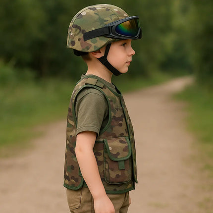 Fancydresswale para commando dress Vest and Helmet Set with Goggles – Military Fancy Dress Costume fancydresswale.com