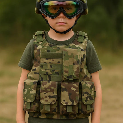 Fancydresswale para commando dress Vest and Helmet Set with Goggles – Military Fancy Dress Costume fancydresswale.com