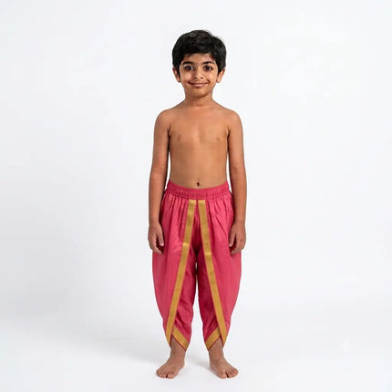 Fancydresswale pink  Dhoti with Golden Border for Kids & Adults | Ramleela & Fancy Dress fancydresswale.com