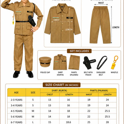 Fancydresswale police officer costume for kids with accessories fancydresswale.com