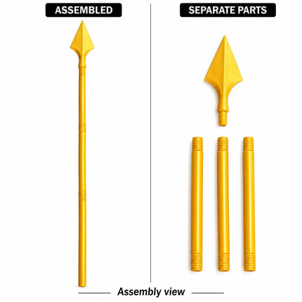 Foldable Plastic Bhala – 66 Inch Golden Costume Spear fancydresswale.com