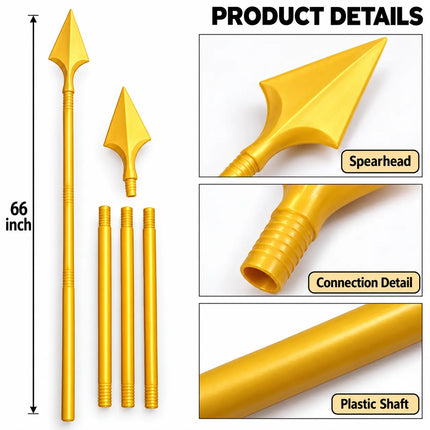 Foldable Plastic Bhala – 66 Inch Golden Costume Spear fancydresswale.com