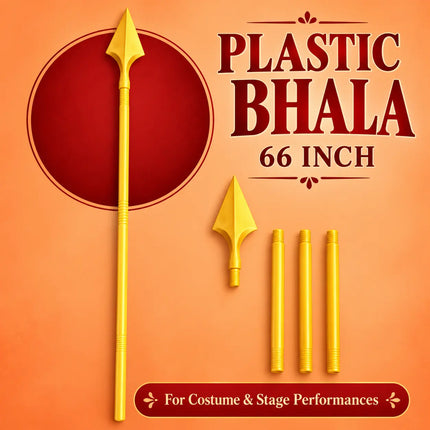 Foldable Plastic Bhala – 66 Inch Golden Costume Spear fancydresswale.com
