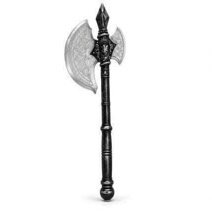 Ganesh Pharsa with ornate silver-tone axe head and dark decorative shaft