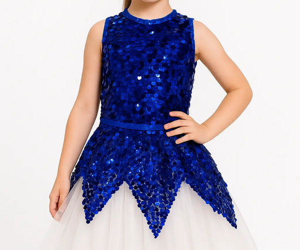 Western Dance Dress Girls Blue Sequin