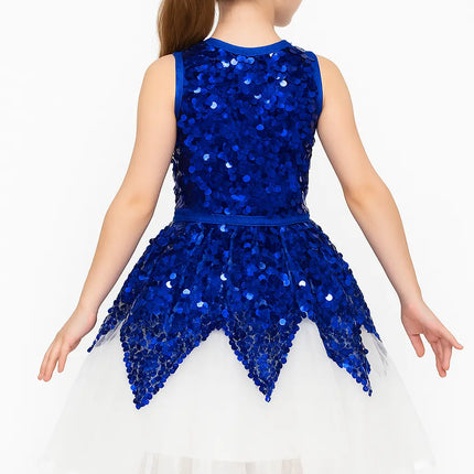 Girls Blue Sequin Dance Dress – Sparkly School Function & Stage Performance Costume Fancydresswale.com