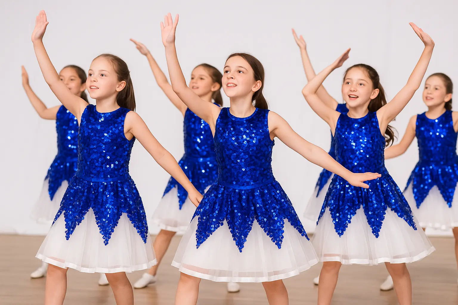 Western Dance Dress Girls Blue Sequin
