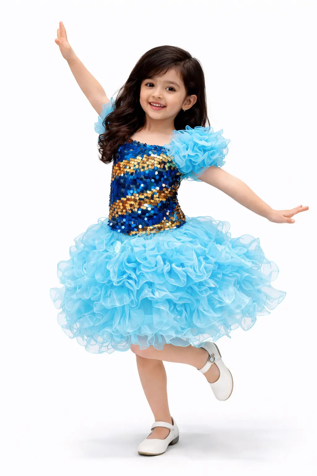 western dance dress Stunning Girls Blue Sequin Party Western Dance Dress   fancydresswale.com