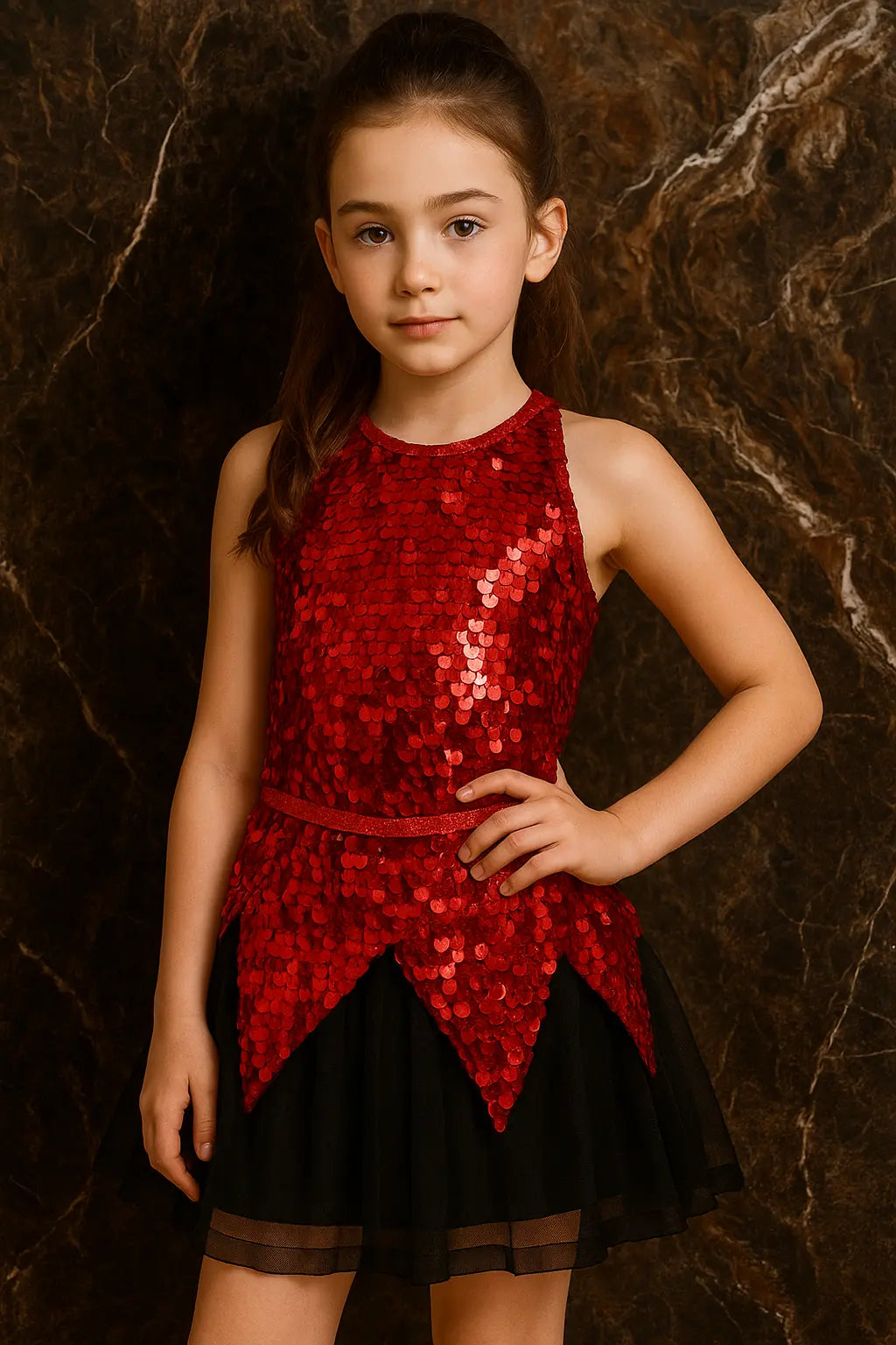 Western Dance Dress Girls Red Sequin