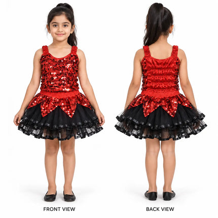 Girls Red Sequin western dance dress – Sparkly Party & Stage Performance Costume fancydresswale.com